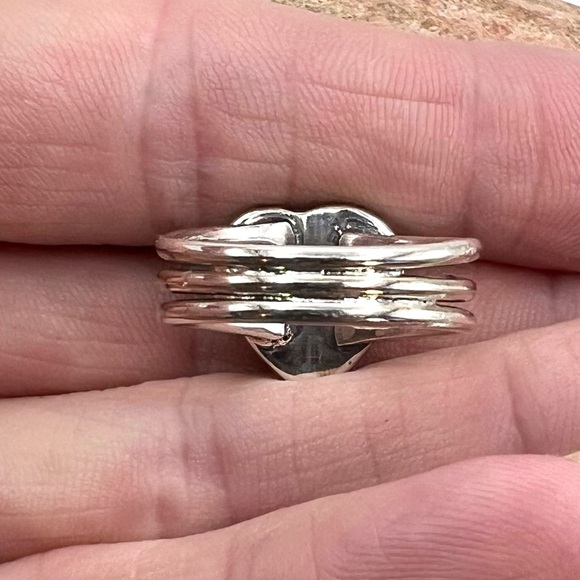 Navajo Native American Handmade Sterling Silver Spiny Oyster Heart Ring 7 - Picture 6 of 7